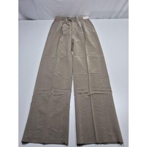 VTG James Dress Pants Mens 32x36 Beige Rayon Blend Pleated Unhemmed